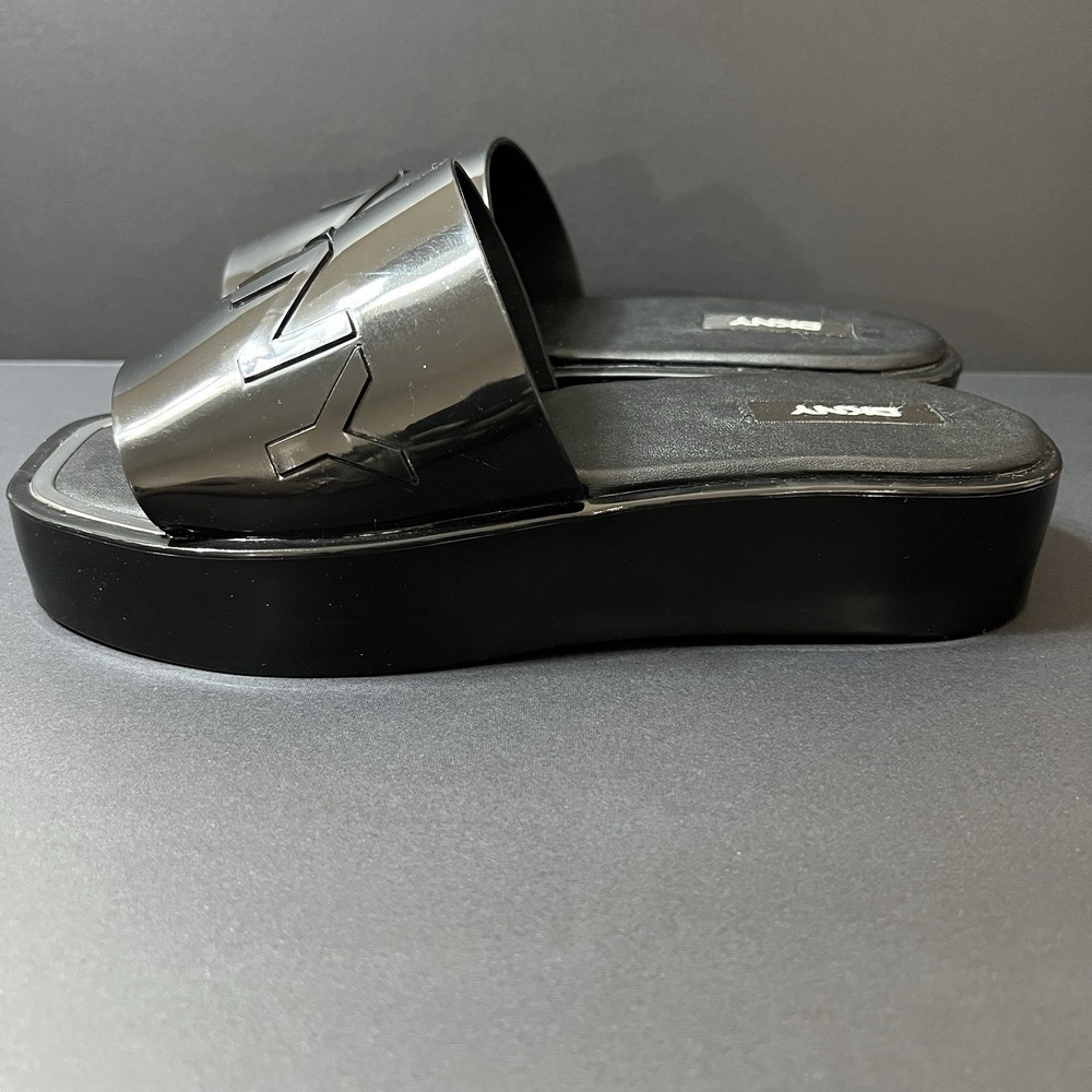 DKNY Women's Black Platform Slide Sandal‎ Synthetic US Size 7M EU 37.5B UK 4.5M